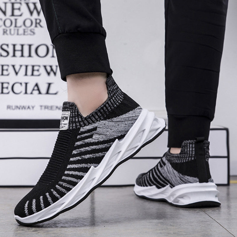 Sock Mesh Sneakers - Lightweight Breathable Stripe Shoes for Men