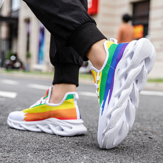 Men's Flying Woven Running Shoes - Breathable Mid-Top Athletic Sneakers