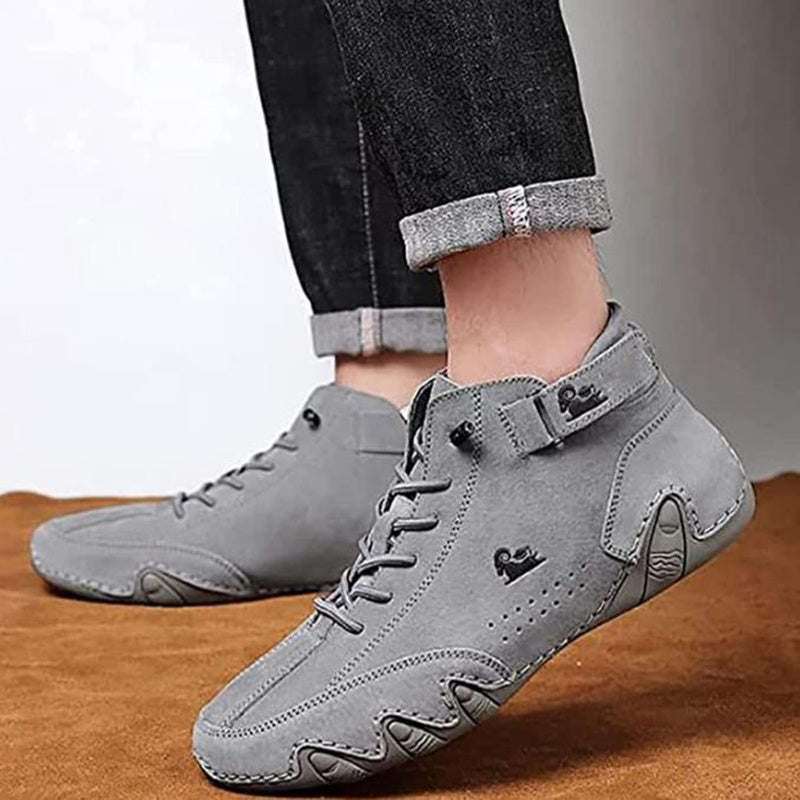 Men's Suede Ankle Boots - Fashion Lace-Up Velcro Sneakers for Autumn Winter