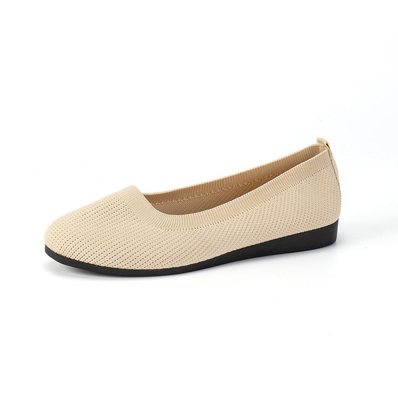 Women's Knit Mesh Flat Shoes - Comfortable Slip-On Casual Sneakers