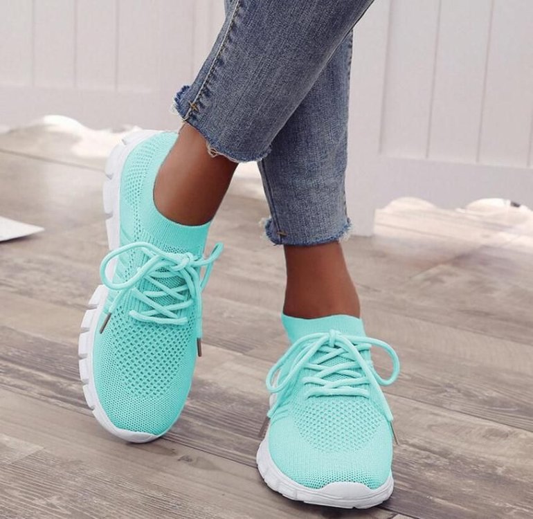 Women's High-Cut Platform Sneakers - Breathable Lace-Up Casual Shoes