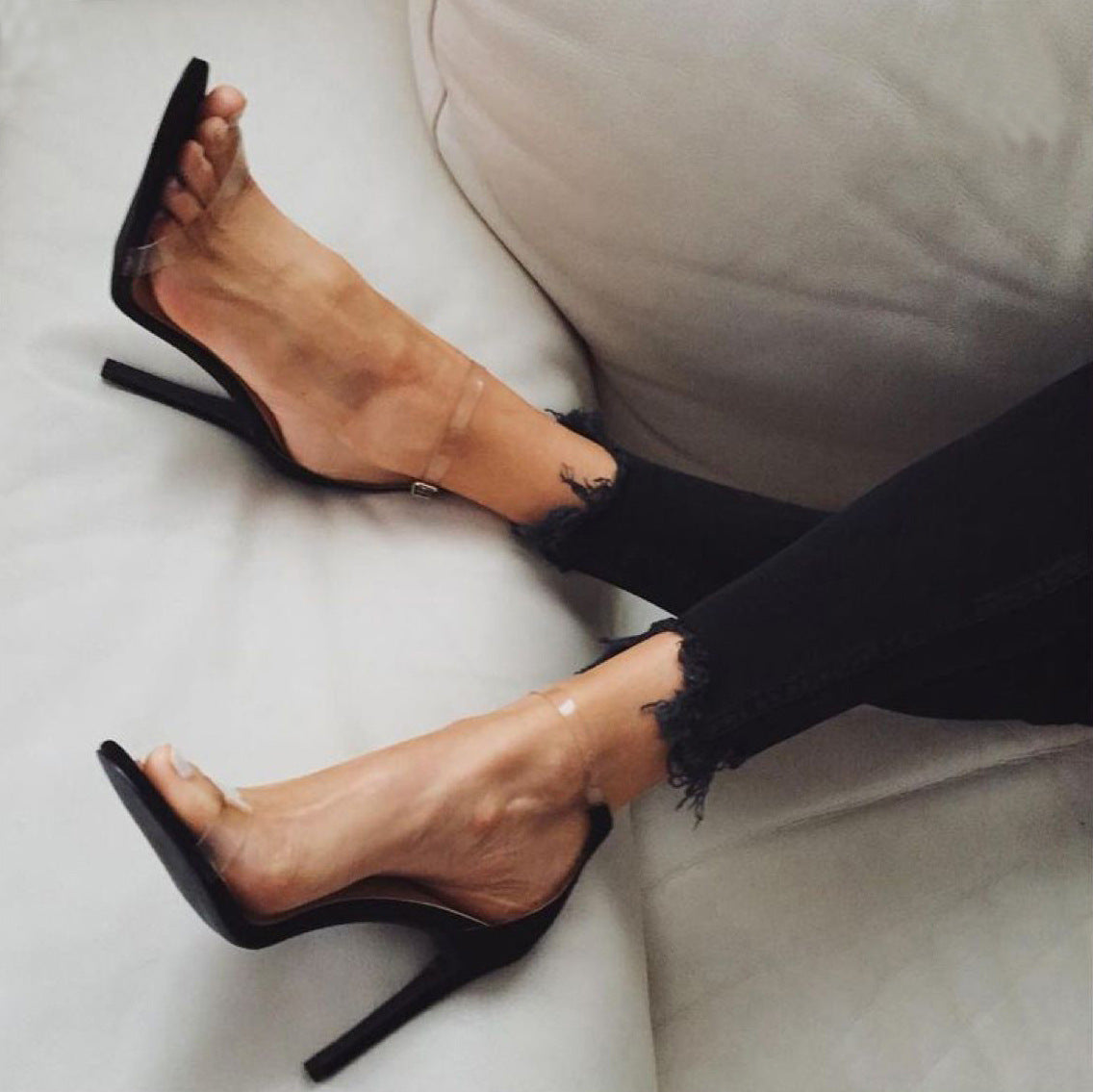Women's Transparent High Heel Sandals - Clear Modern Fashion Shoes