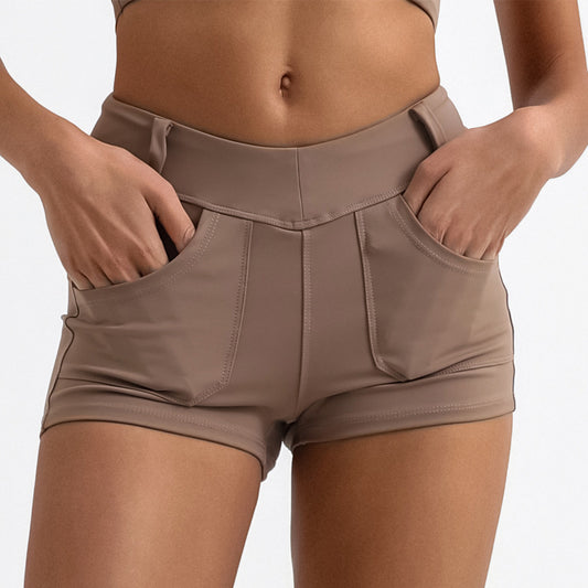 Women's High Waist Peach Hip Yoga Shorts - Running Workout Athletic Pants