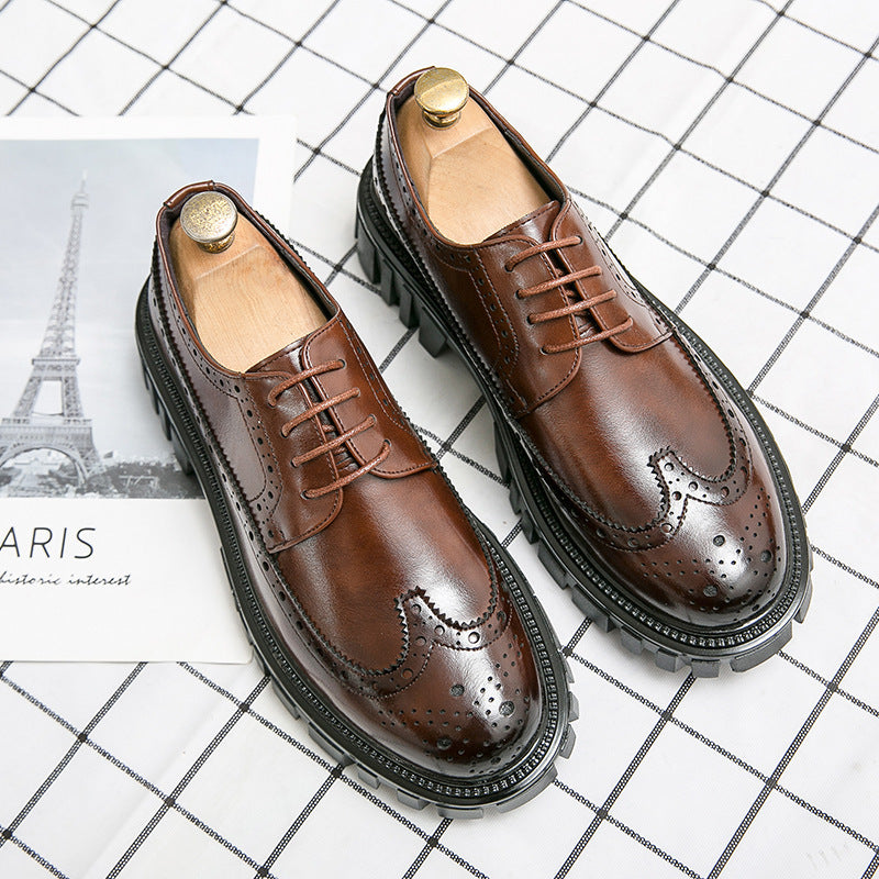 Men's Classic Brogue Leather Dress Shoes - Premium Business Formal Footwear