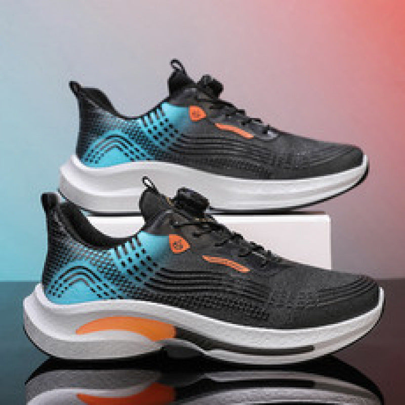 Fashionable Mesh Rotating Buckle Sneakers - Breathable Men's Athletic Shoes