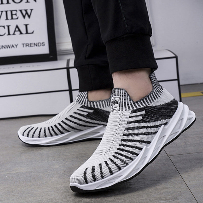 Sock Mesh Sneakers - Lightweight Breathable Stripe Shoes for Men