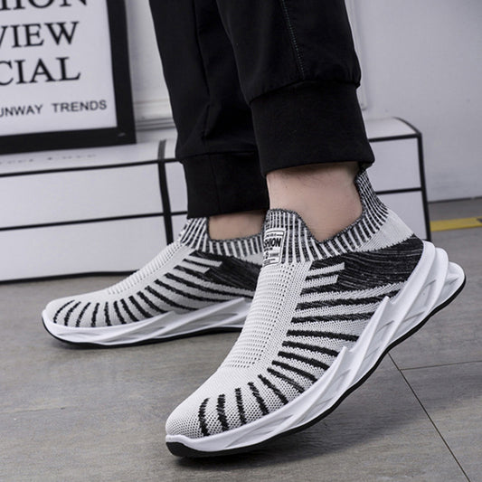 Sock Mesh Sneakers - Lightweight Breathable Stripe Shoes for Men