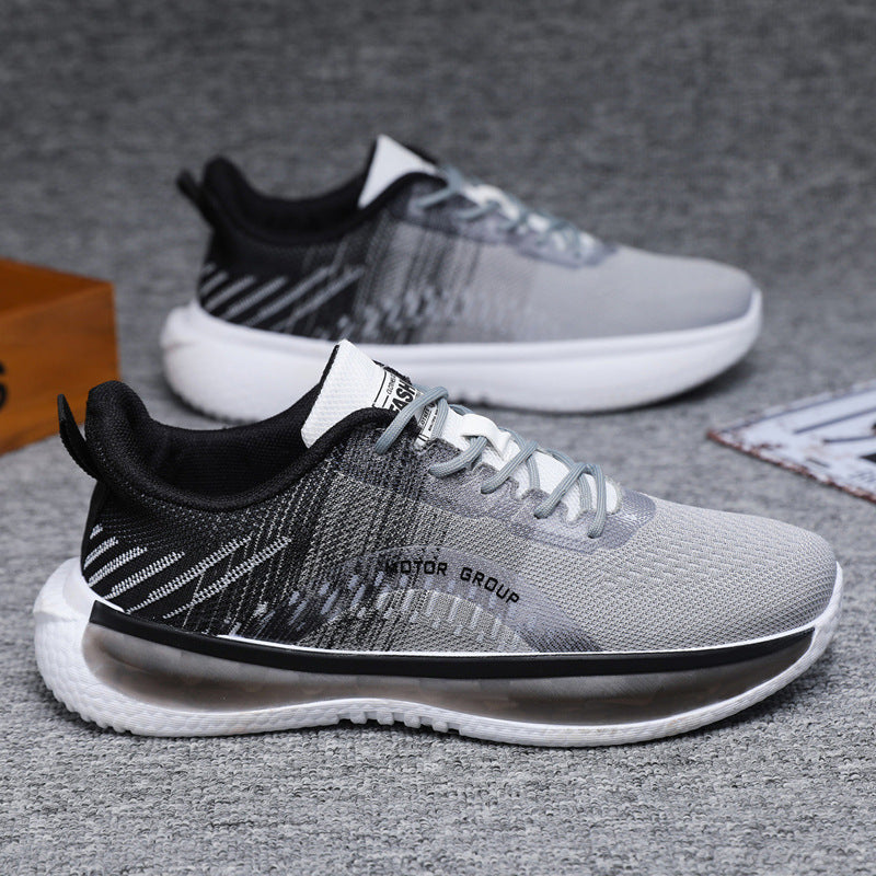 Men's Thick Bottom Mesh Sneakers - Breathable Lace-Up Athletic Shoes