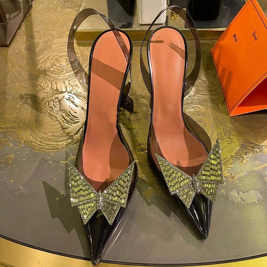 Women's Transparent Thick Heel Sandals - Clear High Heel Fashion Shoes