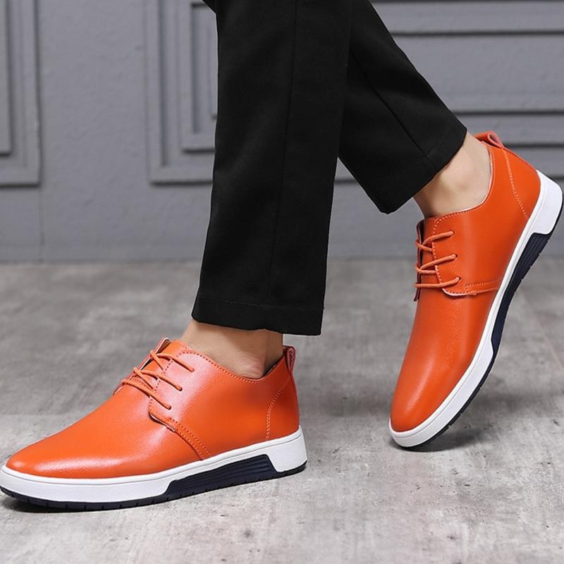 Men's Breathable Perforated Leather Shoes - Youth Casual Sneakers