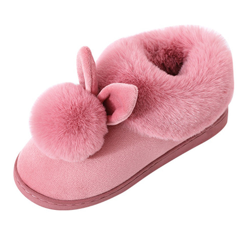 Women's Fluffy Cat Slippers - Warm Thick-Bottom Indoor Cotton Shoes