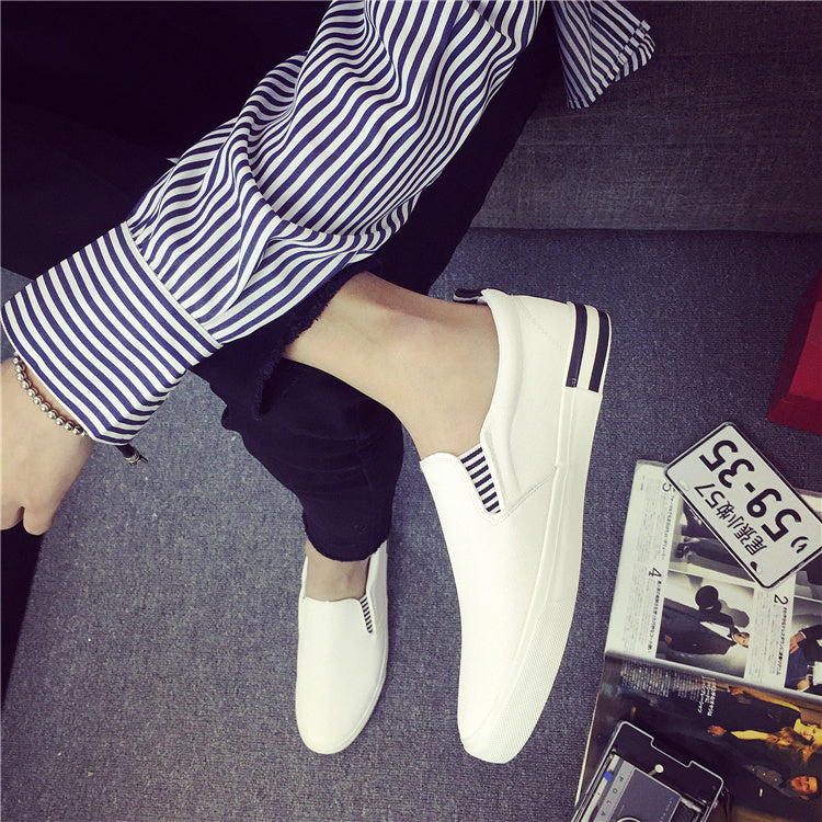 Small White Leather Shoes - Classic Casual Sneakers with Rubber Sole