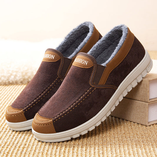 Men's Plush Thick Cotton Shoes - Warm Velvet-Lined Winter Shoes