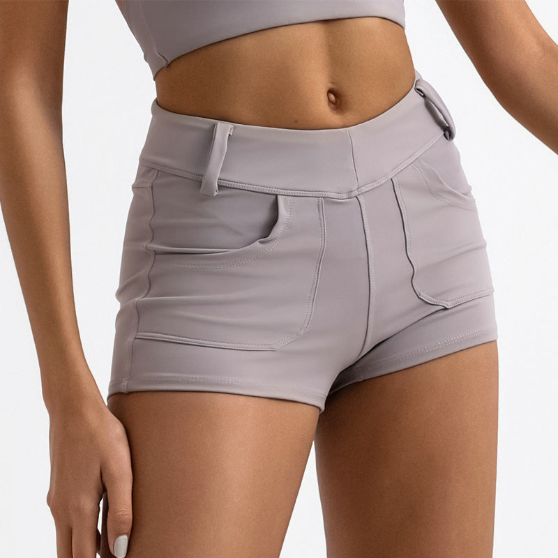 Women's High Waist Peach Hip Yoga Shorts - Running Workout Athletic Pants