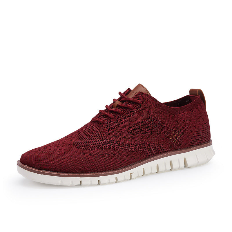 Men's Knitted Lace-Up Casual Shoes - Brogues Style Breathable Sneakers
