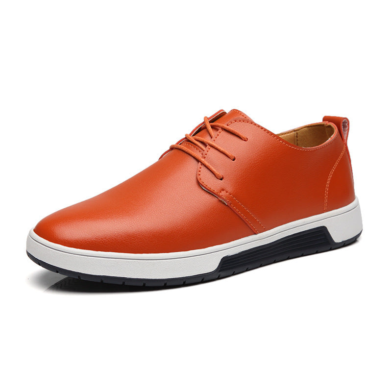 Men's Breathable Perforated Leather Shoes - Youth Casual Sneakers