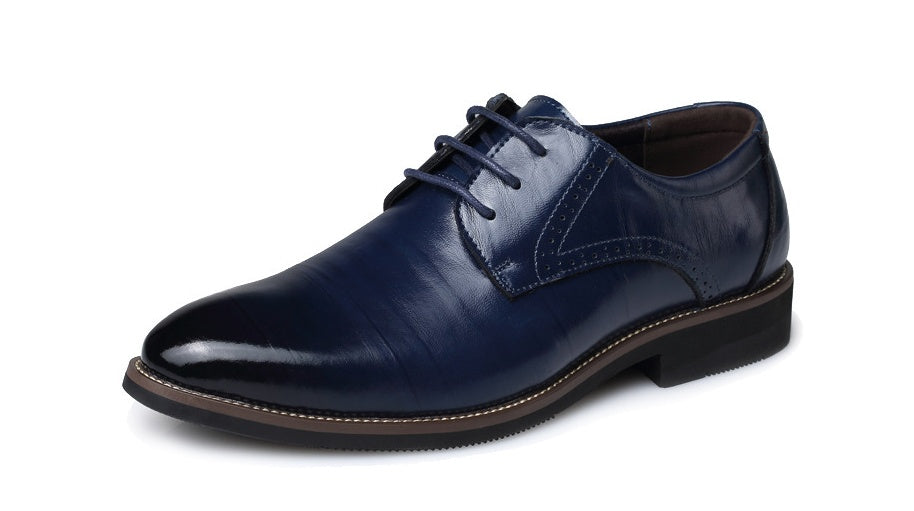 Men's Large Size Leather Business Casual Shoes - Extended Sizing Dress Footwear