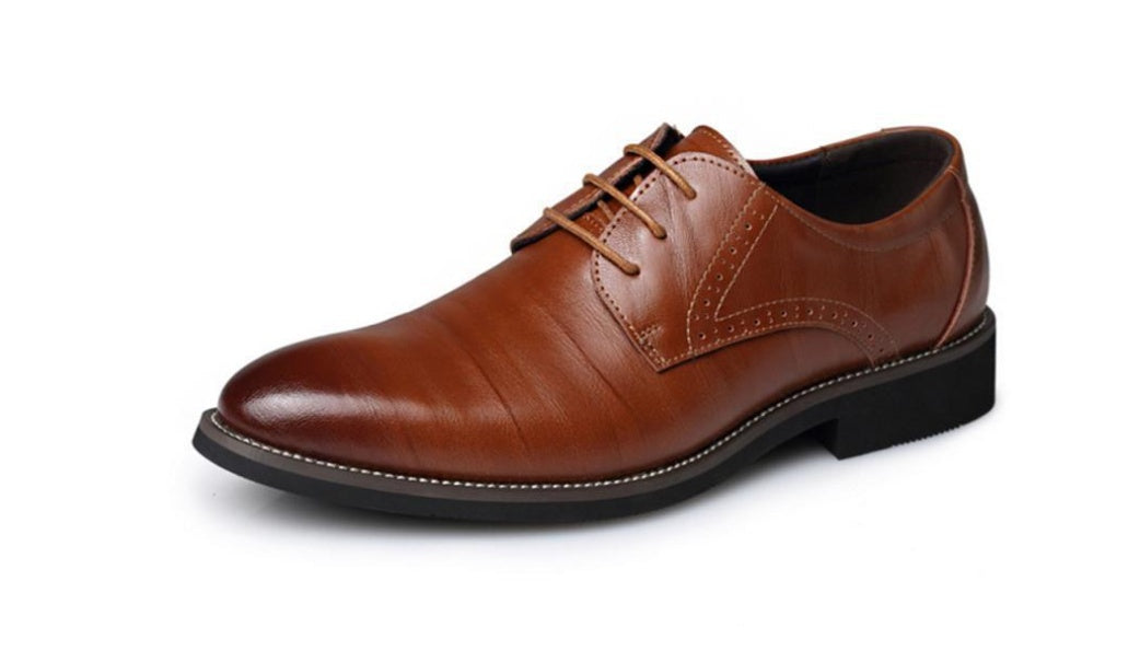 Men's Large Size Leather Business Casual Shoes - Extended Sizing Dress Footwear