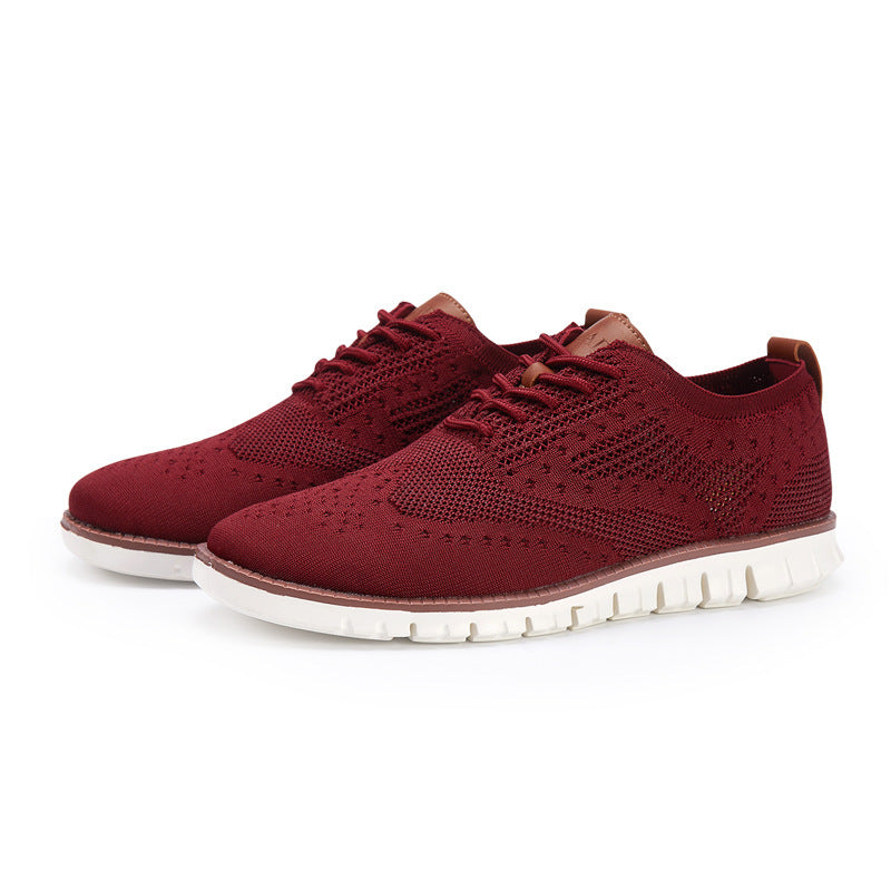 Men's Knitted Lace-Up Casual Shoes - Brogues Style Breathable Sneakers