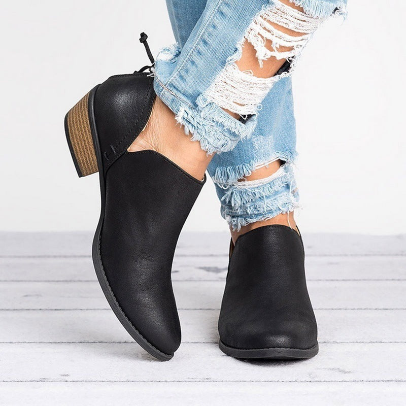 Women's Retro High Heel Ankle Boots - Autumn Fashion Booties