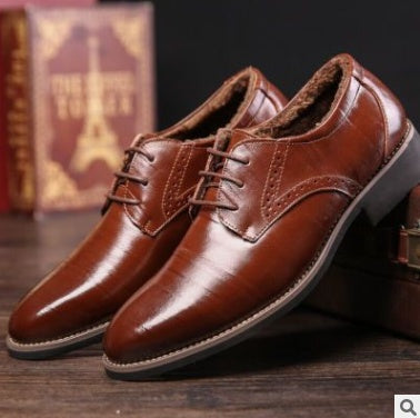 Men's Large Size Leather Business Casual Shoes - Extended Sizing Dress Footwear
