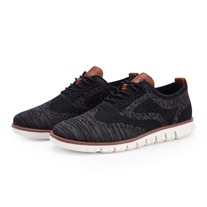 Men's Knitted Lace-Up Casual Shoes - Brogues Style Breathable Sneakers