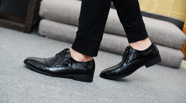 Autumn Pointed Toe Business Dress Shoes - Men's Pattern Leather Formal