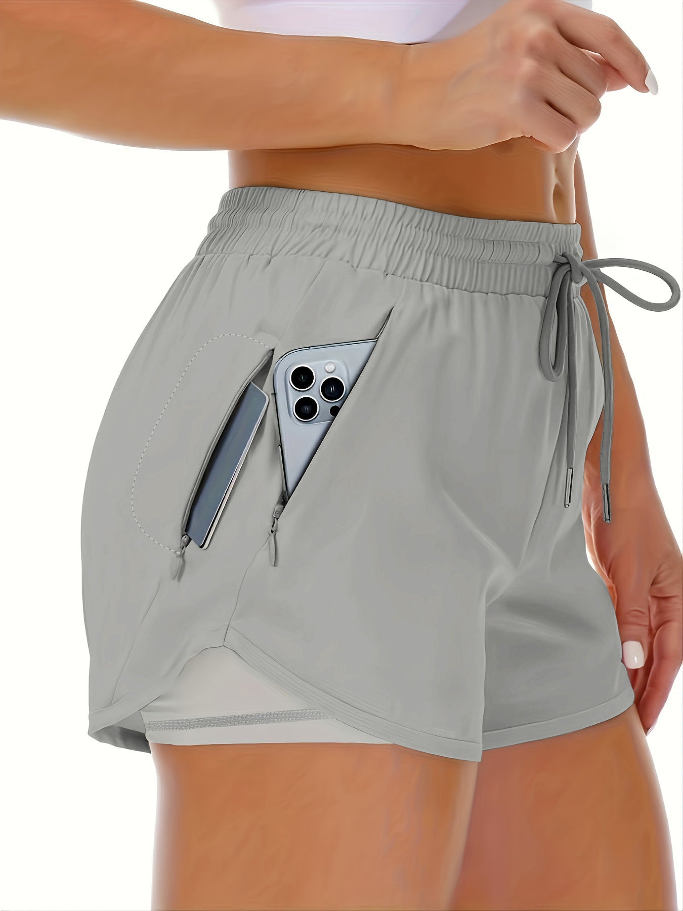 Women's 2-in-1 Sports Shorts - Running Yoga Two-Piece Athletic Shorts