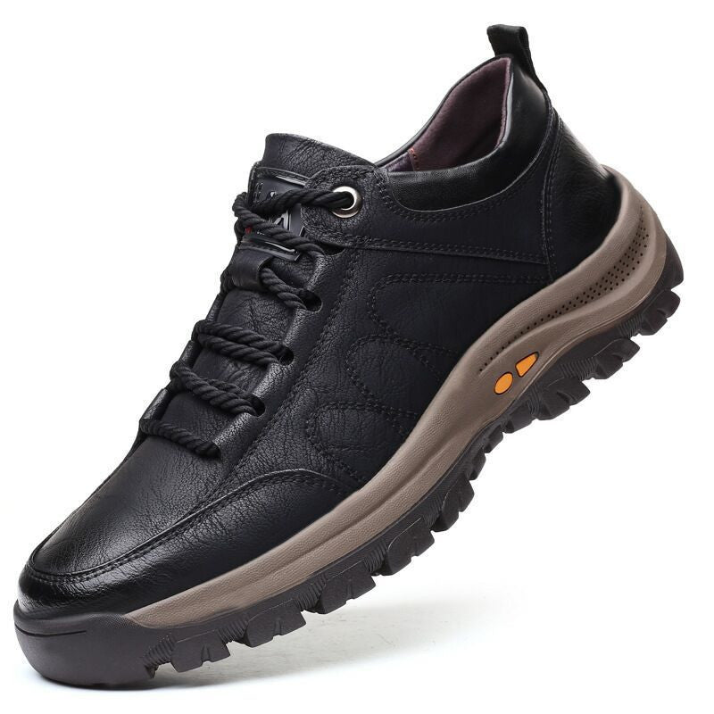 Men's Casual Leather Hiking Shoes - Outdoor Trail Walking Boots