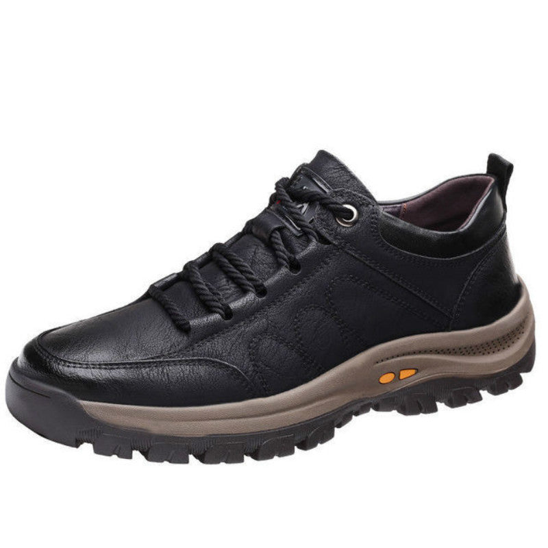 Men's Casual Leather Hiking Shoes - Outdoor Trail Walking Boots