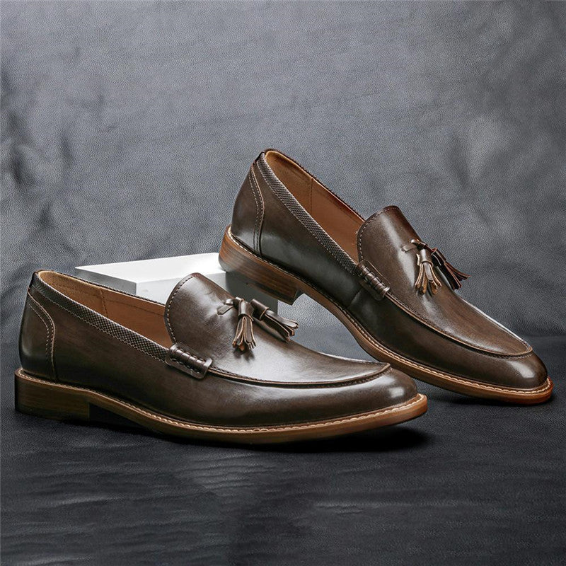 Casual Leather Loafers - Men's Business Dress Formal Slip-On Shoes