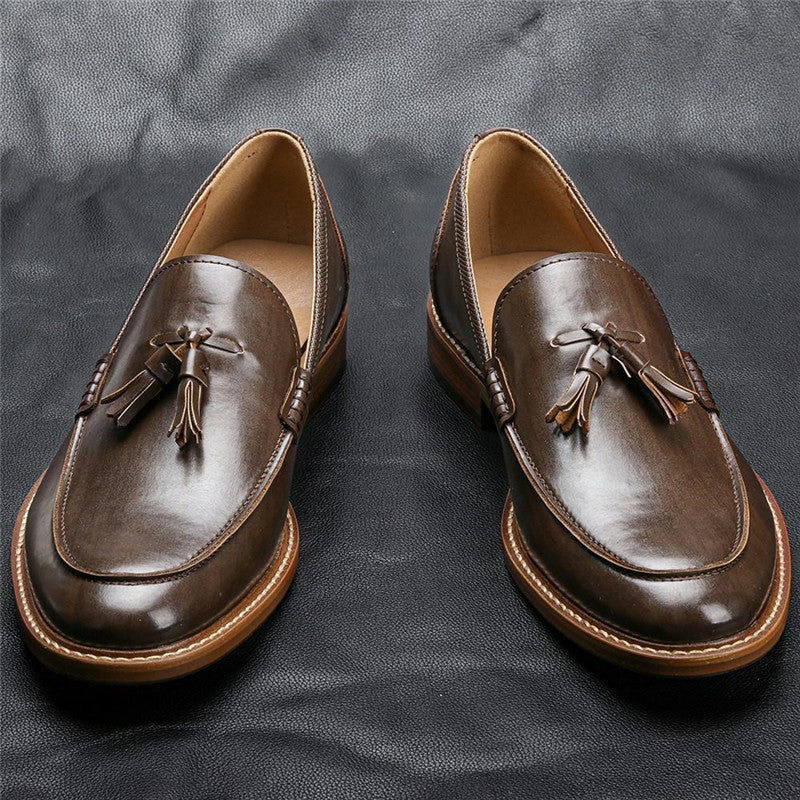 Casual Leather Loafers - Men's Business Dress Formal Slip-On Shoes