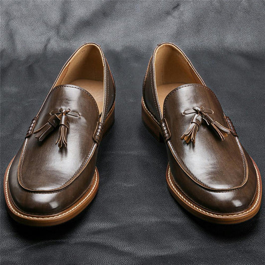 Casual Leather Loafers - Men's Business Dress Formal Slip-On Shoes