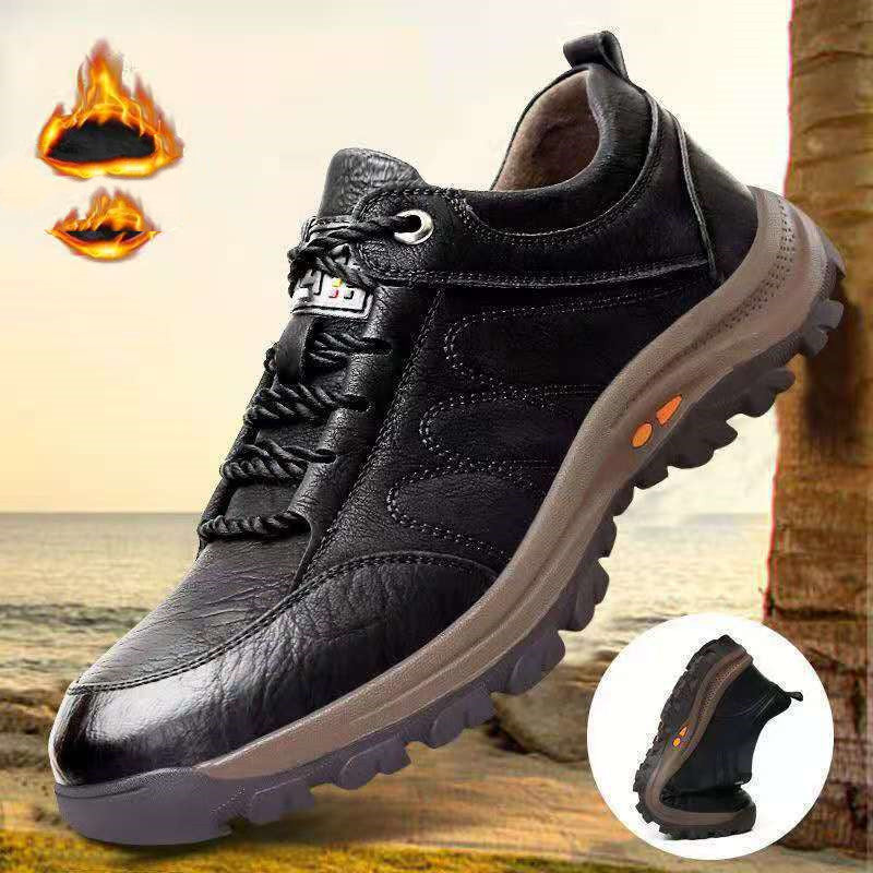 Winter Plus Cashmere Warmth Trend Casual Leather Shoes - Warm Running Sports Sneakers