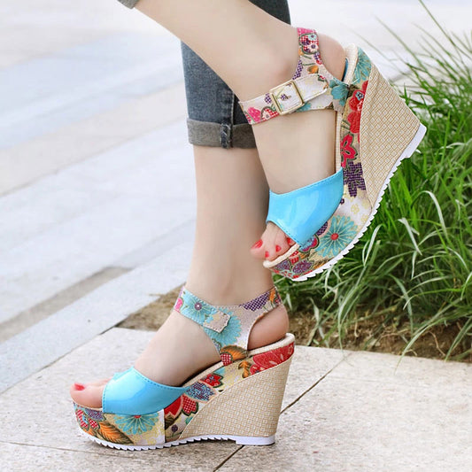 Women's Floral High Heel Sandals - Romantic Feminine Summer Shoes
