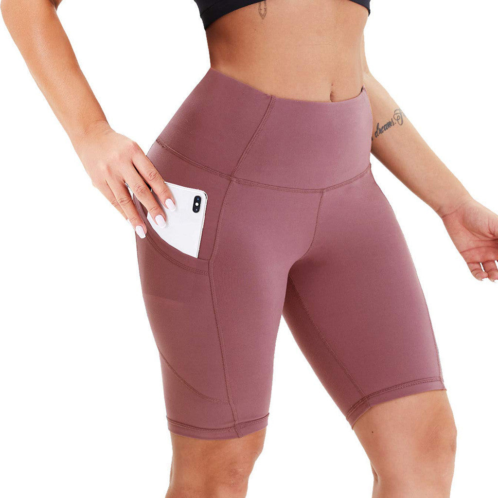 Women's Double Side Pocket Sports Tights - Yoga Running Shorts with Storage