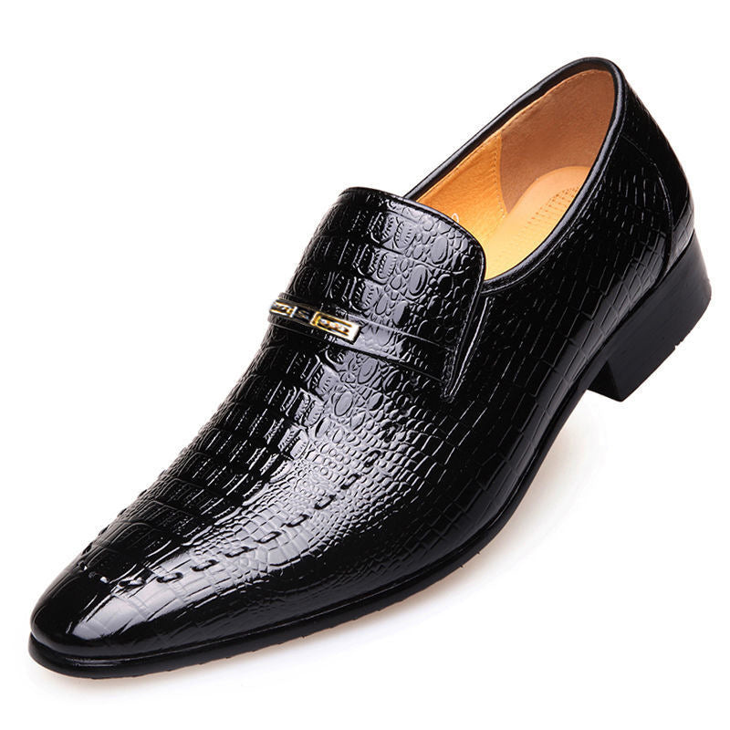 Men's Crocodile-Print Embossed Leather Casual Shoes - Large Sizes Available