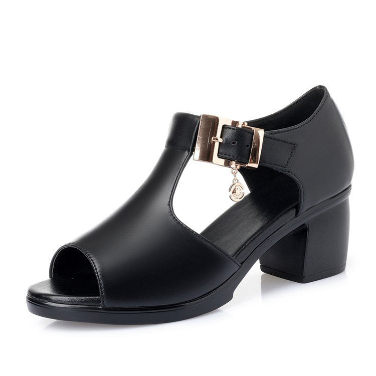 Women's Comfort Thick Heel Buckle Sandals - Maternal Care Walking Shoes