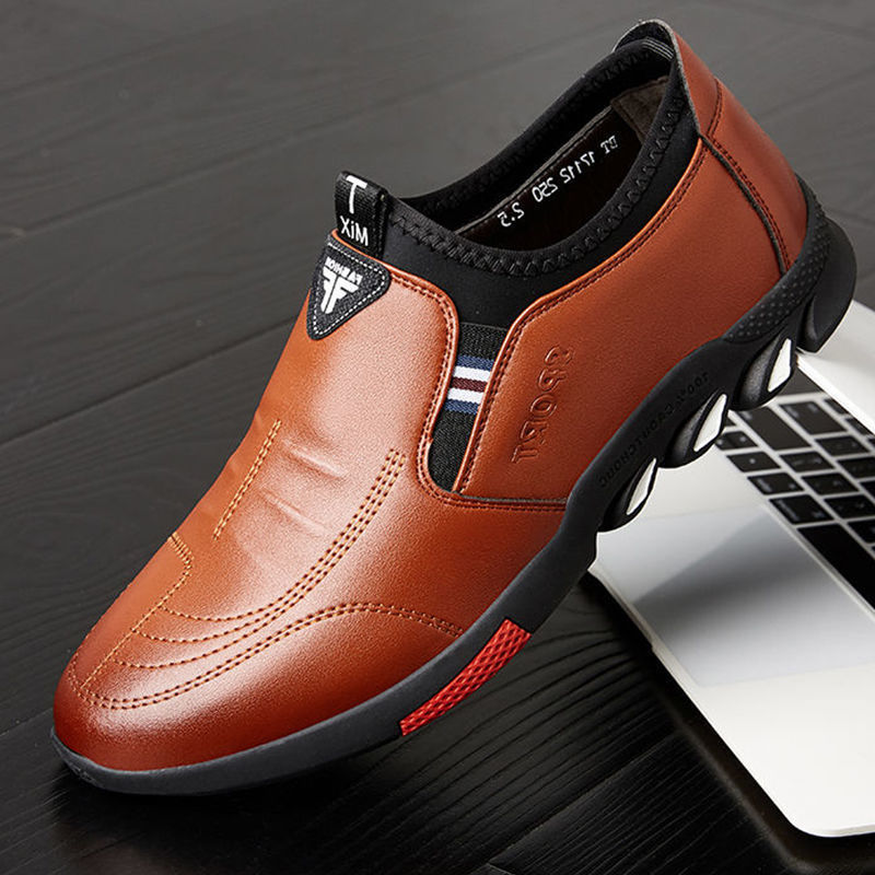 Men's Soft Leather Board Shoes - Breathable Casual Skateboard Sneakers