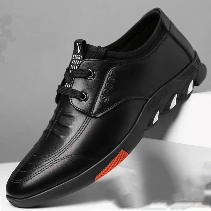 Men's Soft Leather Board Shoes - Breathable Casual Skateboard Sneakers