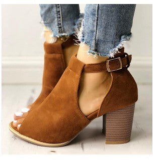 Women's Fish Mouth Super High Heel Sandals - Thick Heel Peep Toe Shoes