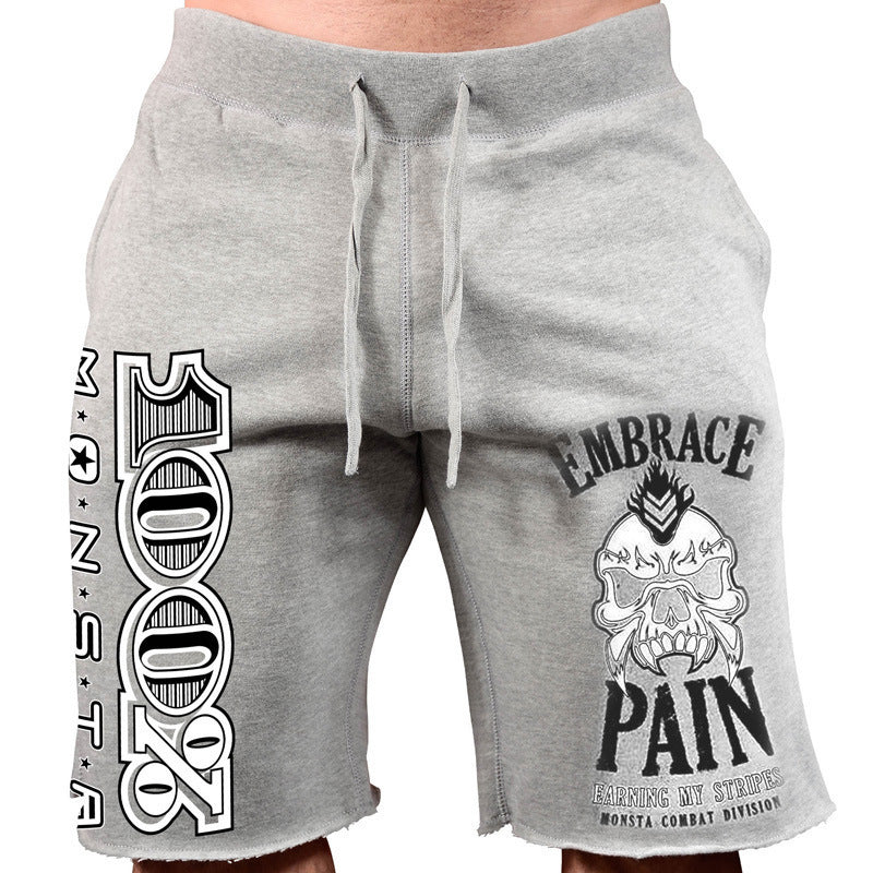 Men's Cotton Casual Running Shorts - Big Print Five-Point Athletic Shorts