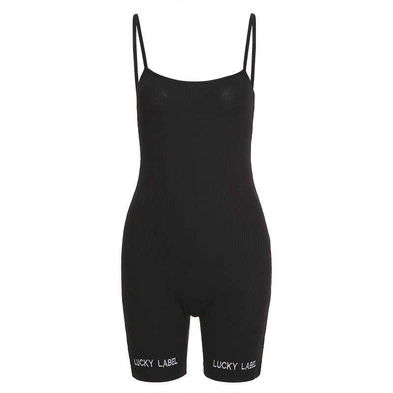 Women's Sling Jumpsuit Shorts - Running Sports Fitness Yoga Athletic Wear