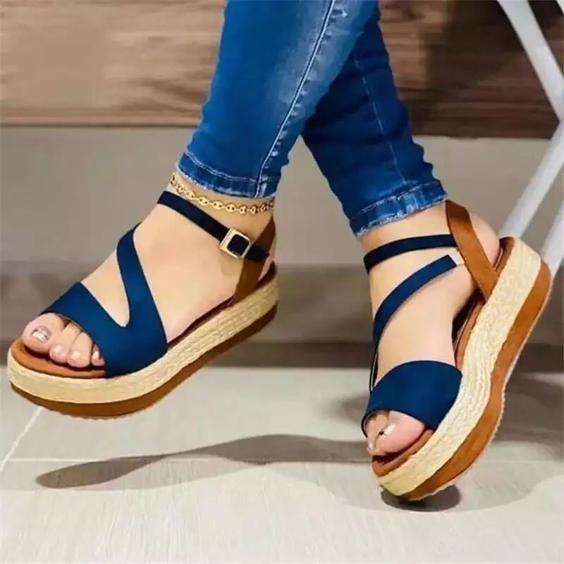 Women's Platform Sandals - Hollow Buckle Roman Style Shoes