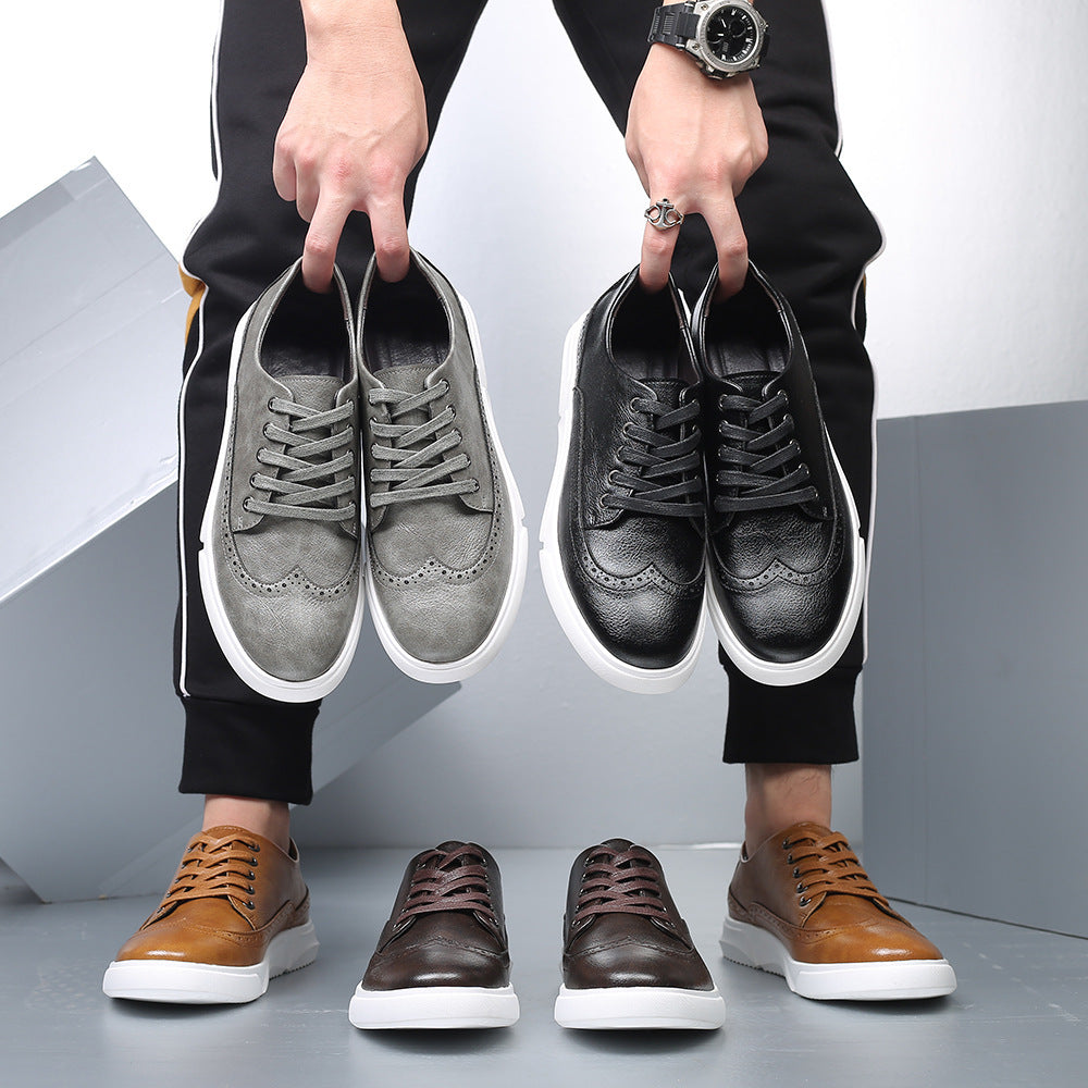 Men's Fashion Trend Breathable Leather Sneakers - Casual Athletic Shoes