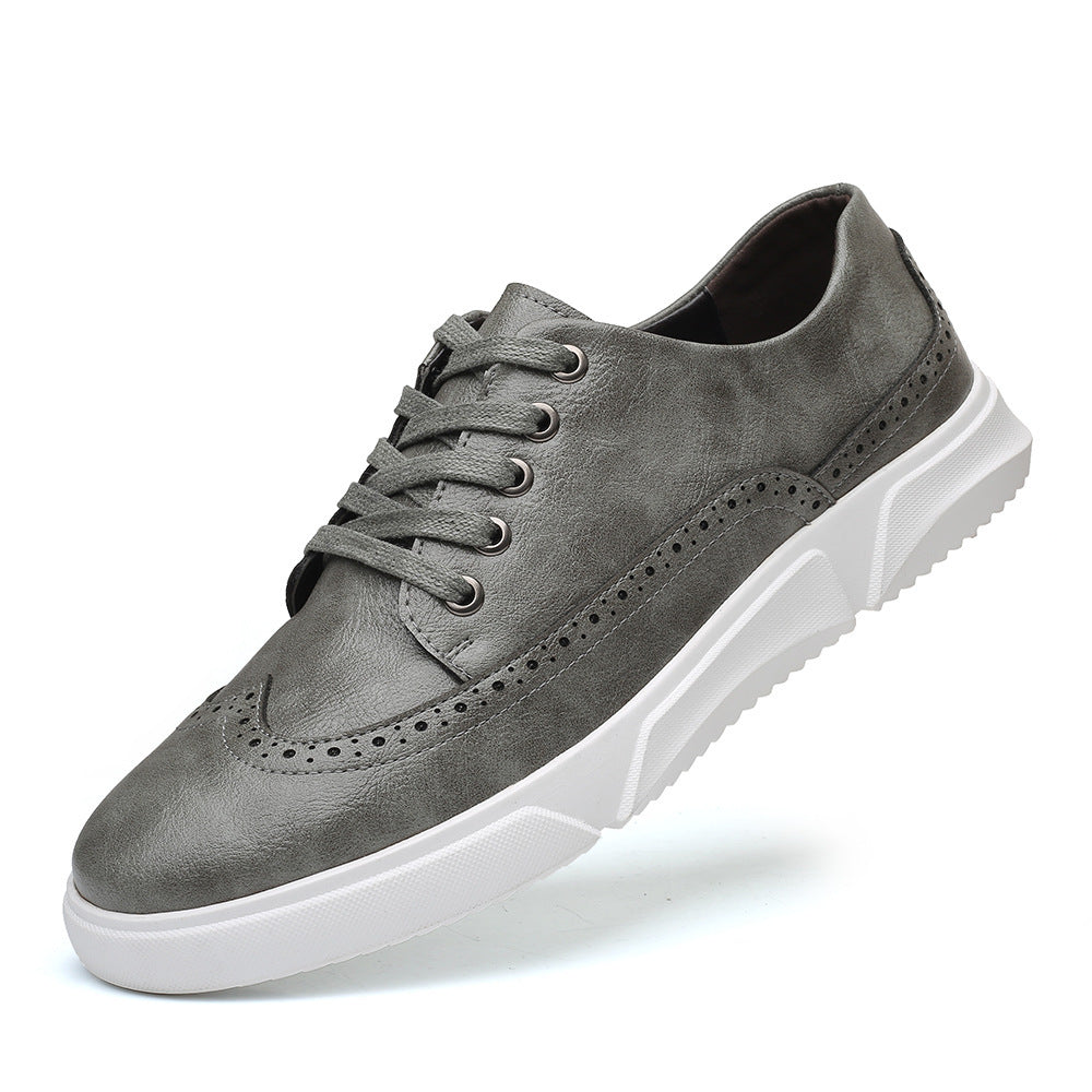 Men's Fashion Trend Breathable Leather Sneakers - Casual Athletic Shoes