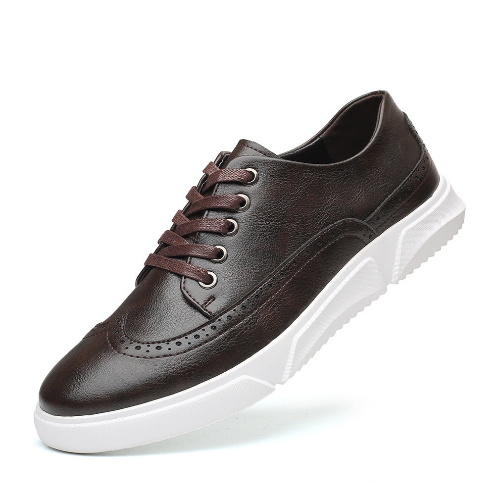 Men's Fashion Trend Breathable Leather Sneakers - Casual Athletic Shoes