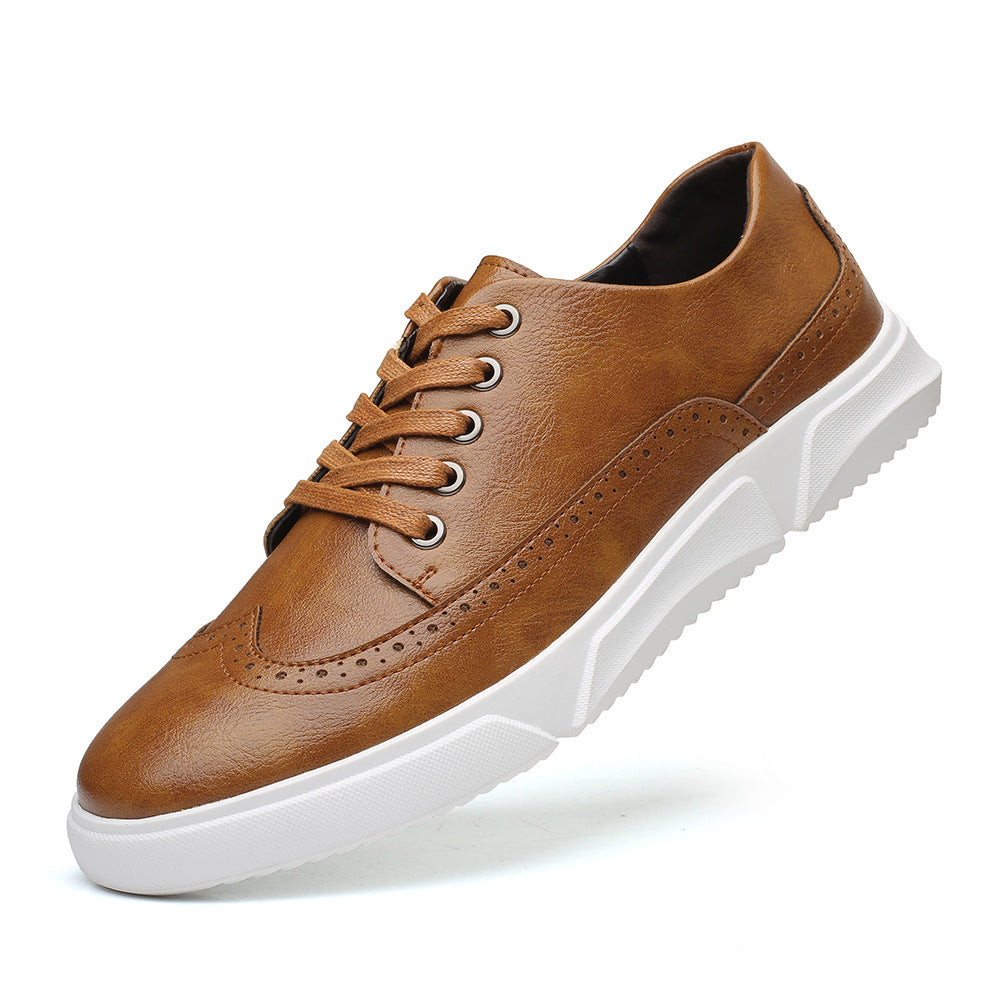 Men's Fashion Trend Breathable Leather Sneakers - Casual Athletic Shoes