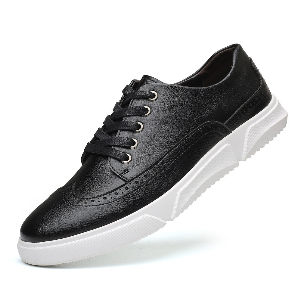 Men's Fashion Trend Breathable Leather Sneakers - Casual Athletic Shoes