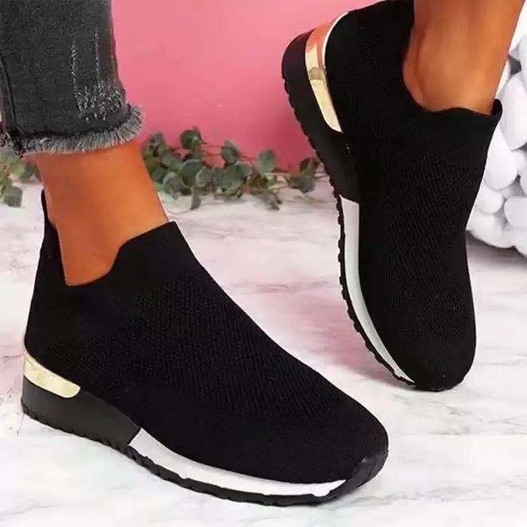 Casual Round Toe Mesh Sneakers - Flat-Heel Low-Top Lightweight Shoes